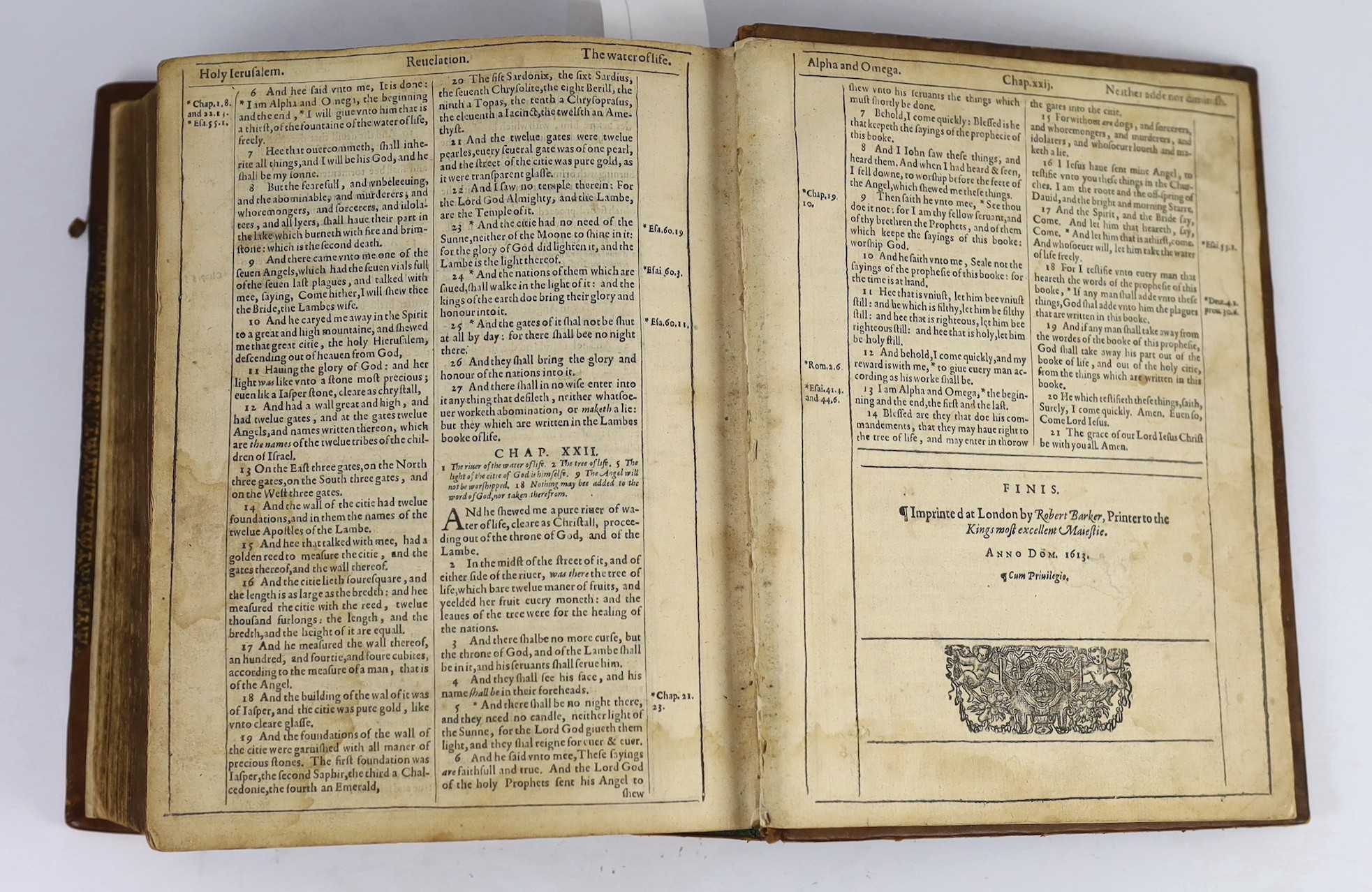 [BIBLE, Authorised Version, 1613] - The Holy Bible, containing the Old Testament and the New: Newly Translated out of the Original Tongues: And with the former Translations diligently comparted and reuised, By His Majest